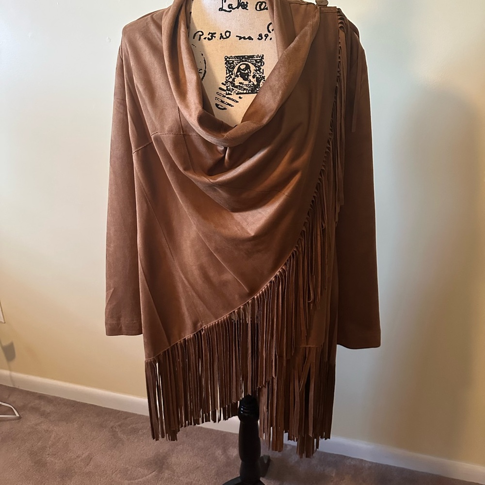 Chico’d Brown Fringe Suede Jacket